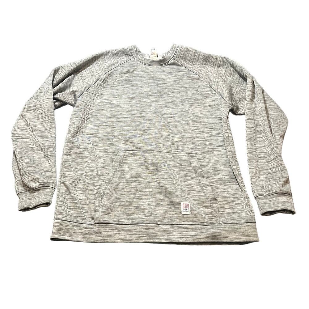Topo Designs Mountain Crewneck Gray Heather Athletic Sweatshirt Mens Large